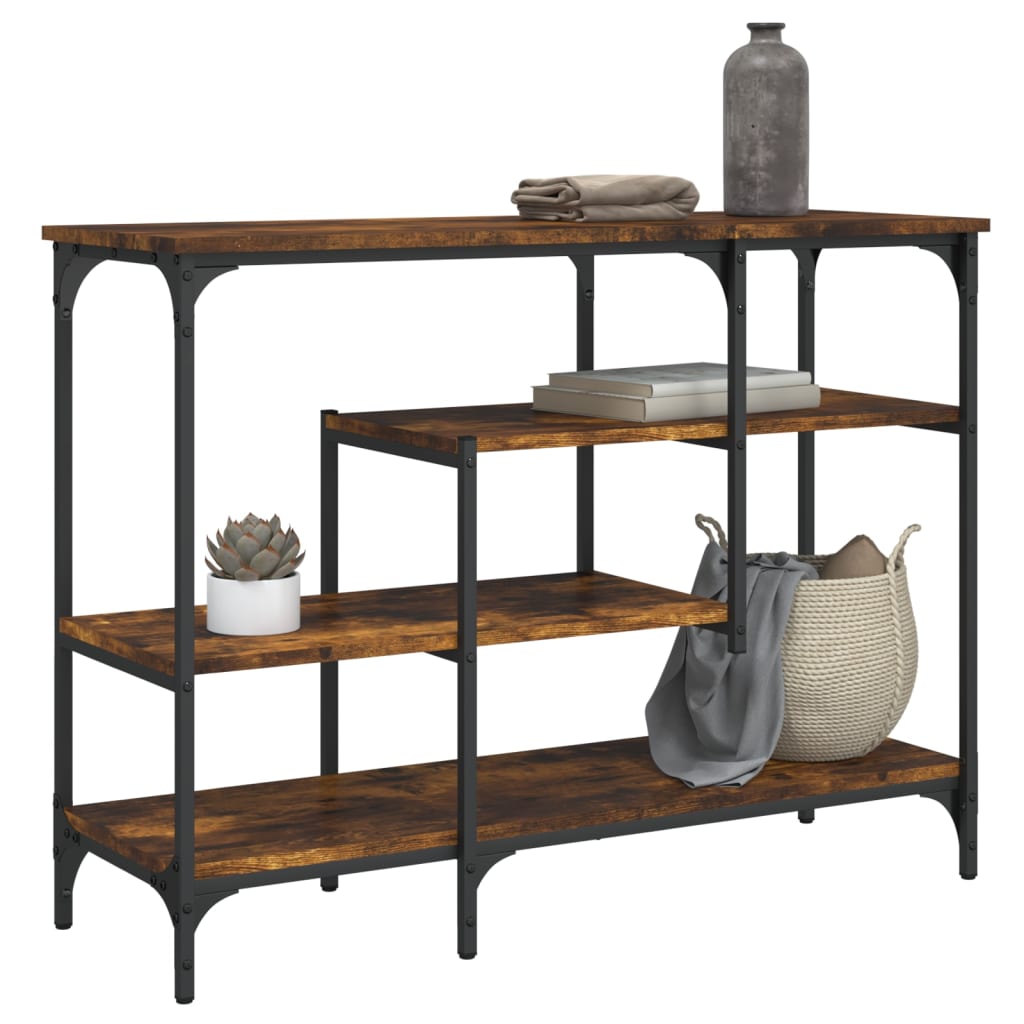 Table console avec étagères chêne fumé 100x35x75 cm - XIOS