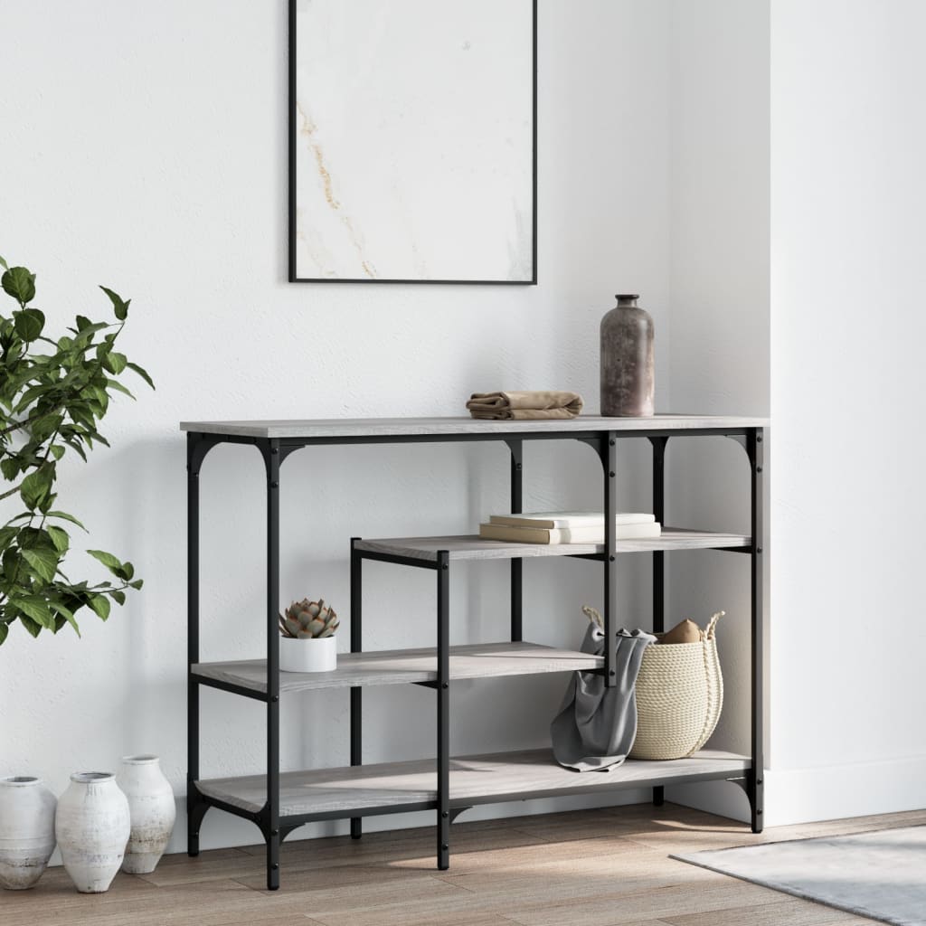 Table console avec étagères sonoma gris 100x35x75 cm - XIOS