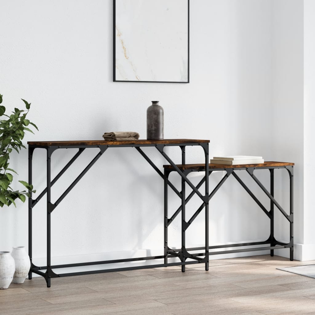 Tables console gigognes 2 pcs chêne fumé bois d'ingénierie - XIOS