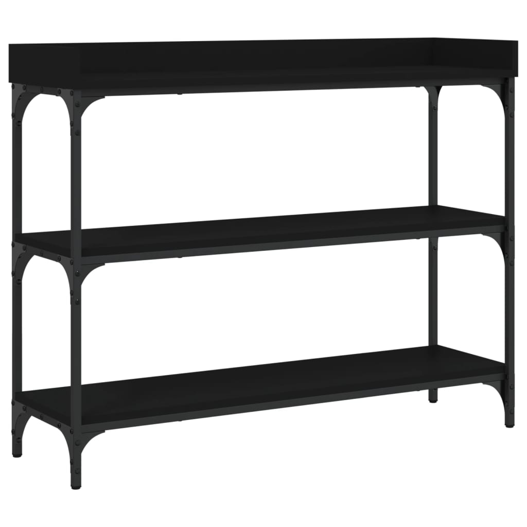 Table console avec étagères noir 100x30x80 cm - XIOS