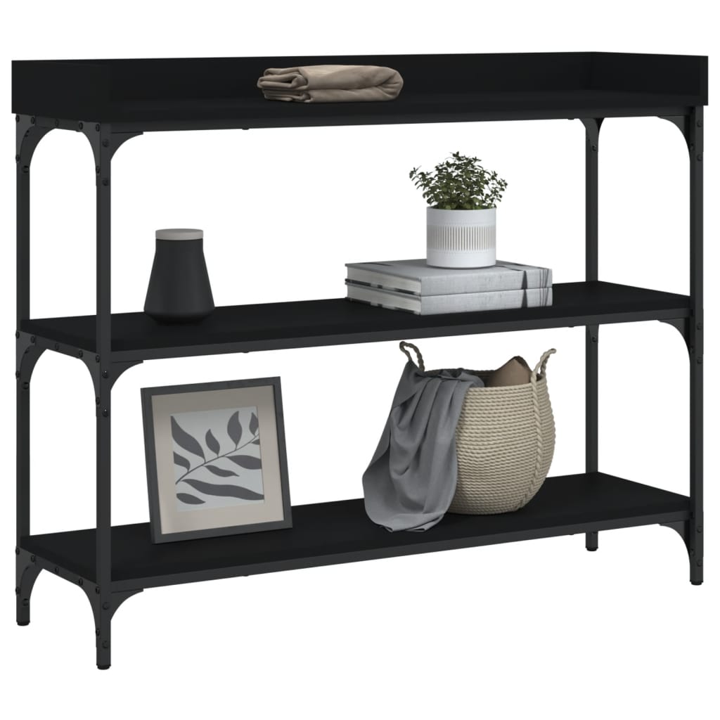 Table console avec étagères noir 100x30x80 cm - XIOS