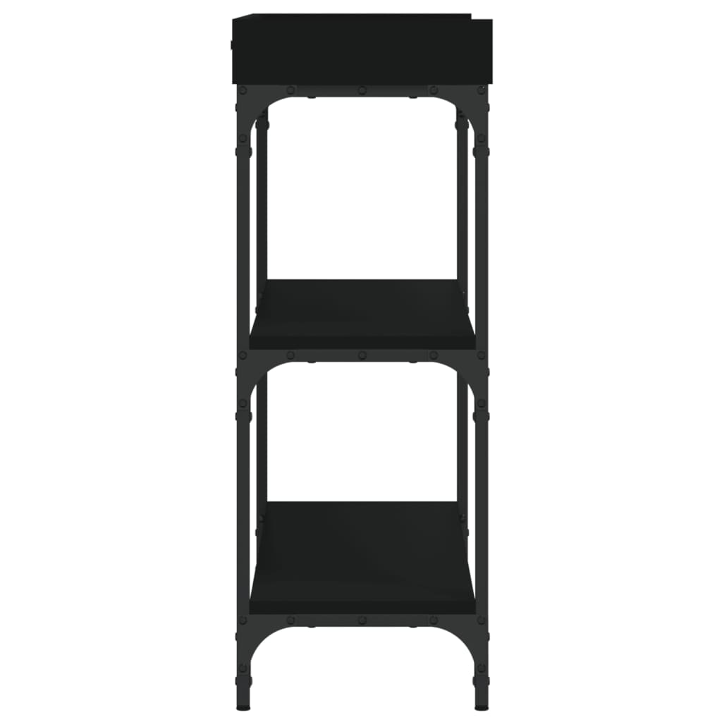 Table console avec étagères noir 100x30x80 cm - XIOS