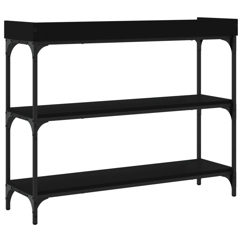 Table console avec étagères noir 100x30x80 cm - XIOS