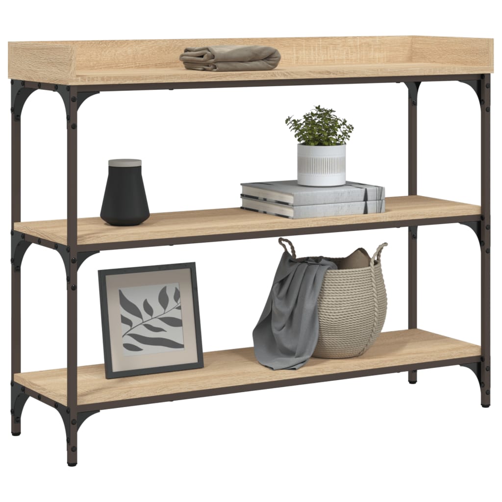 Table console avec étagères chêne sonoma 100x30x80 cm - XIOS
