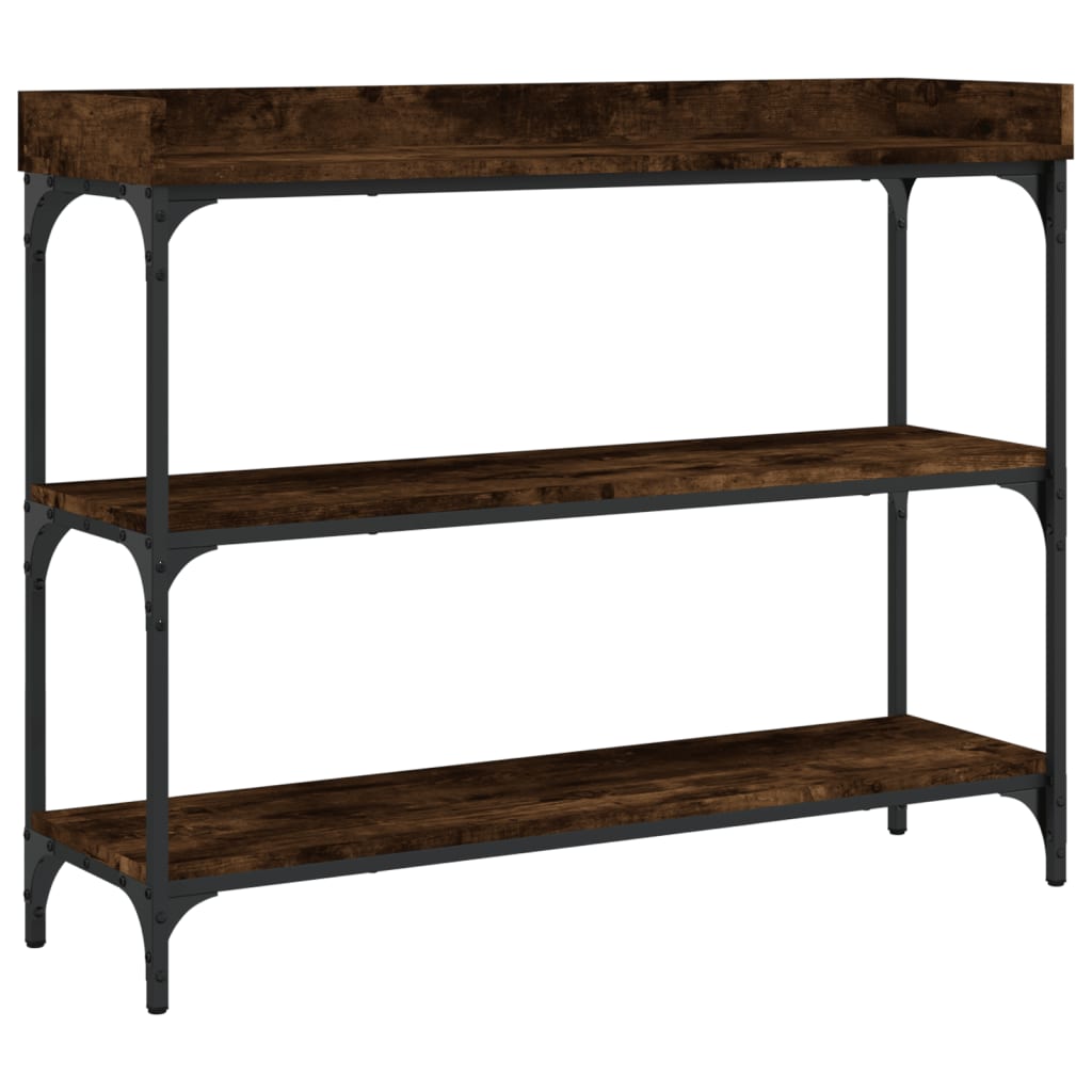 Table console avec étagères chêne fumé 100x30x80 cm - XIOS