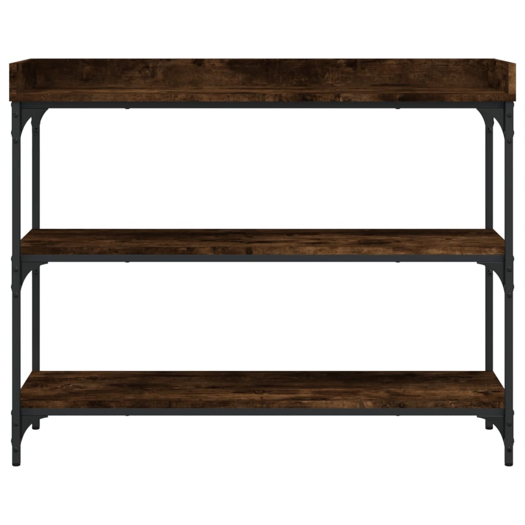 Table console avec étagères chêne fumé 100x30x80 cm - XIOS