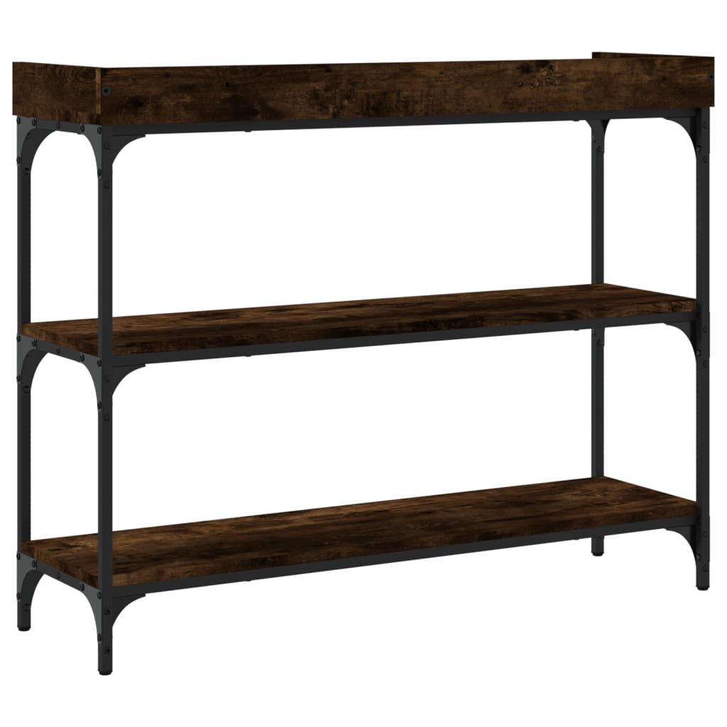 Table console avec étagères chêne fumé 100x30x80 cm - XIOS