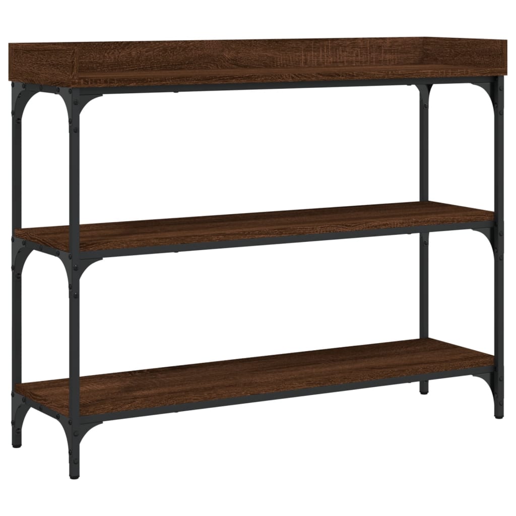 Table console avec étagères chêne marron 100x30x80 cm - XIOS