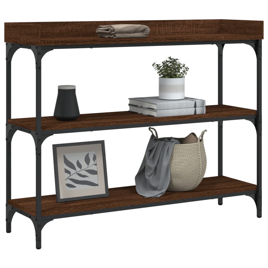 Table console avec étagères chêne marron 100x30x80 cm - XIOS