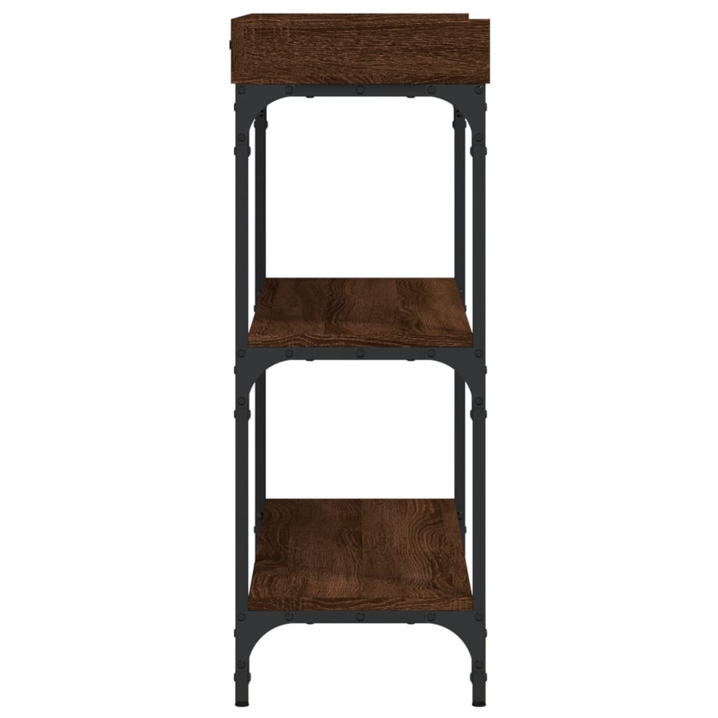 Table console avec étagères chêne marron 100x30x80 cm - XIOS