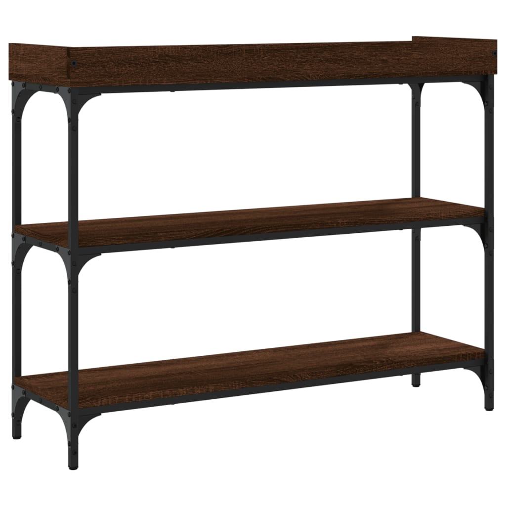 Table console avec étagères chêne marron 100x30x80 cm - XIOS