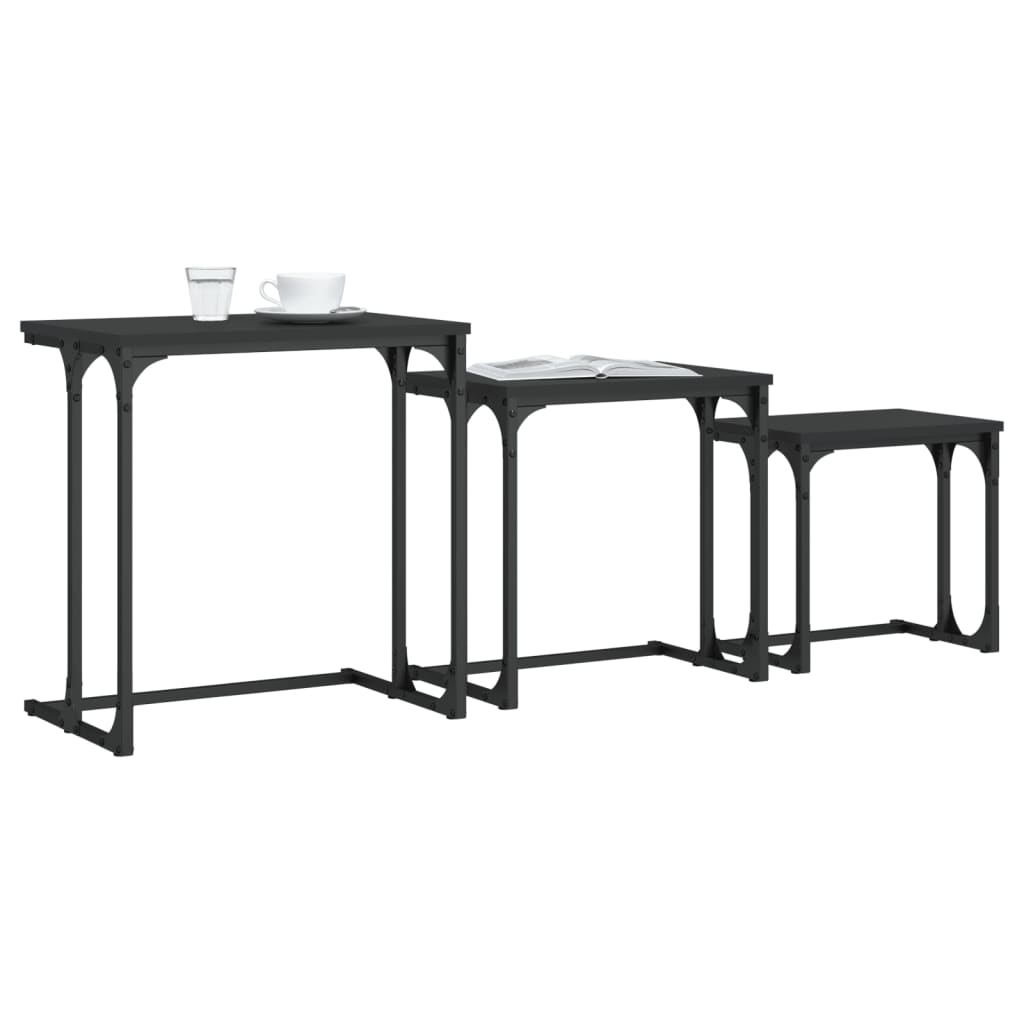 Tables basses gigognes 3 pcs noir bois d'ingénierie - XIOS