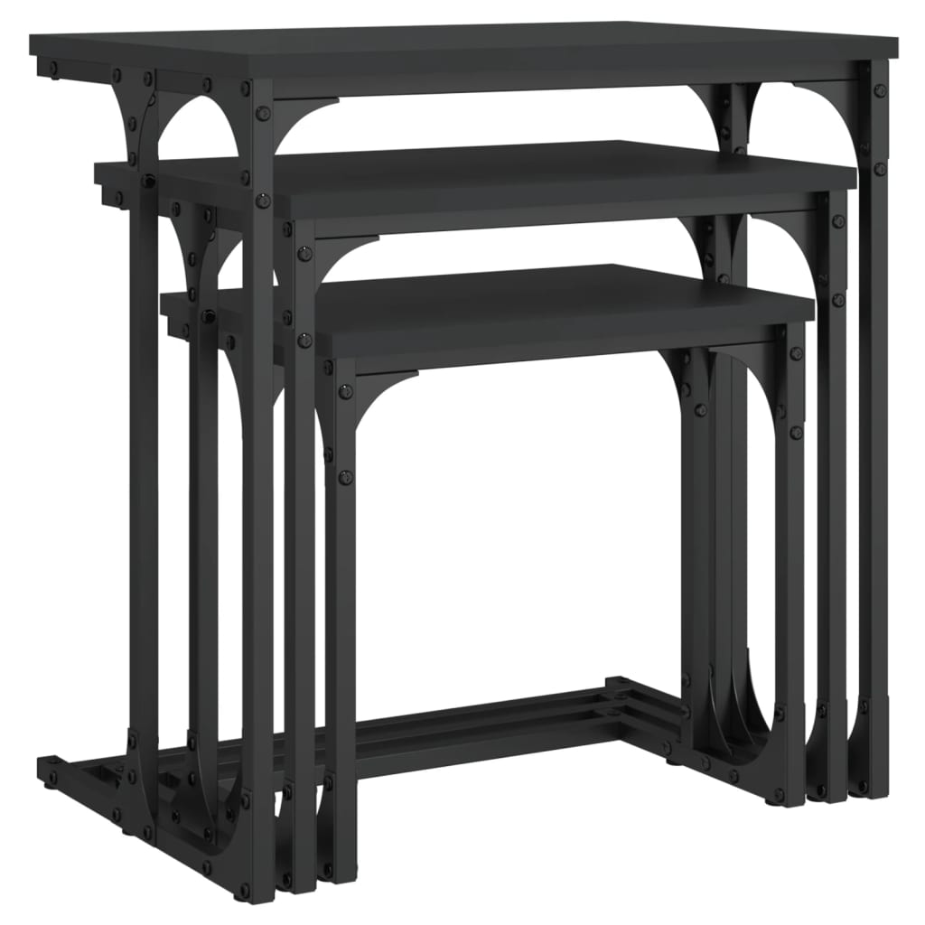 Tables basses gigognes 3 pcs noir bois d'ingénierie - XIOS
