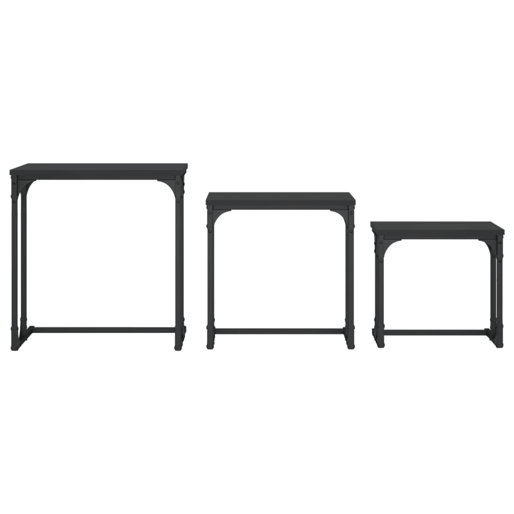Tables basses gigognes 3 pcs noir bois d'ingénierie - XIOS