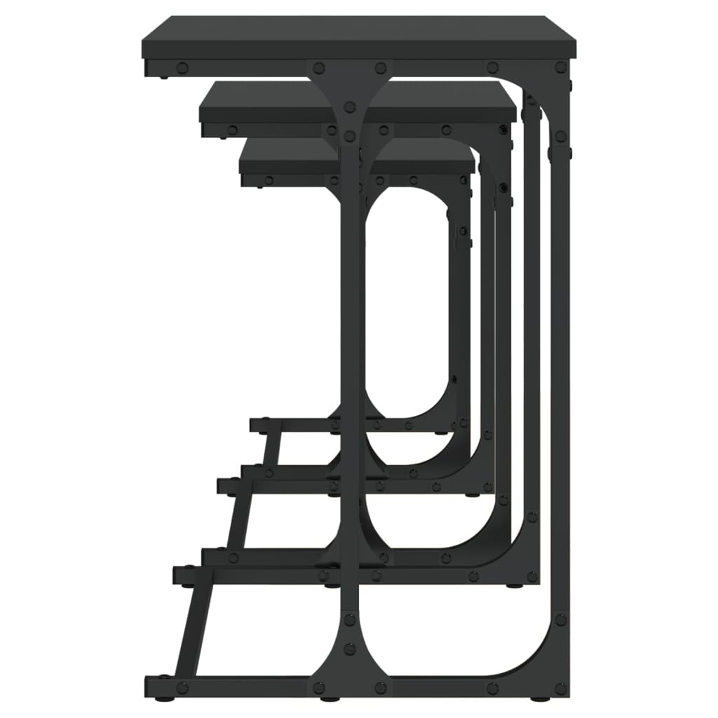 Tables basses gigognes 3 pcs noir bois d'ingénierie - XIOS