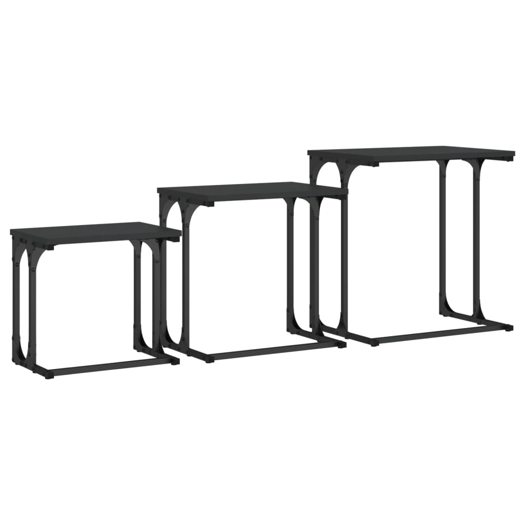 Tables basses gigognes 3 pcs noir bois d'ingénierie - XIOS