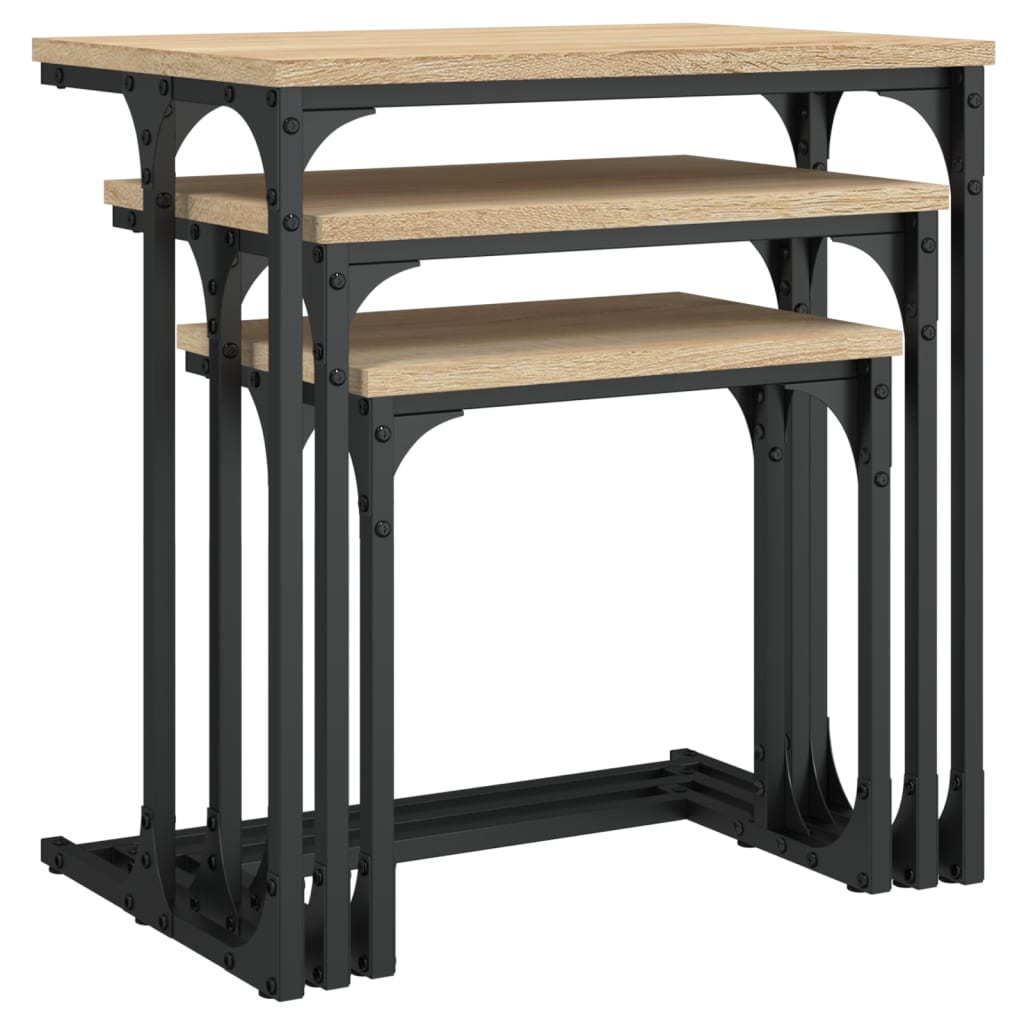 Tables basses gigognes 3 pcs chêne sonoma bois d'ingénierie - XIOS