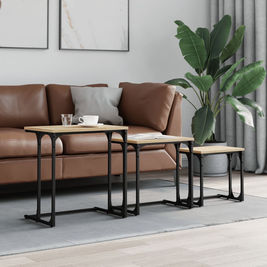 Tables basses gigognes 3 pcs chêne sonoma bois d'ingénierie XIOS