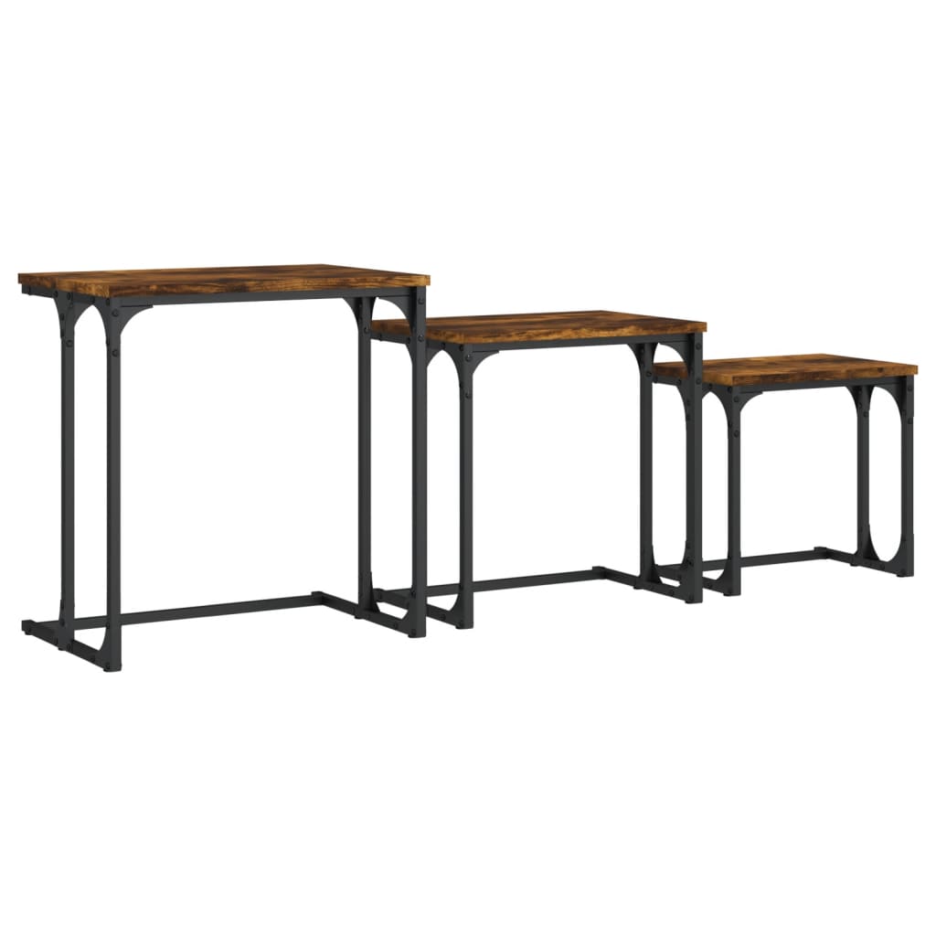 Tables basses gigognes 3 pcs chêne fumé bois d'ingénierie - XIOS