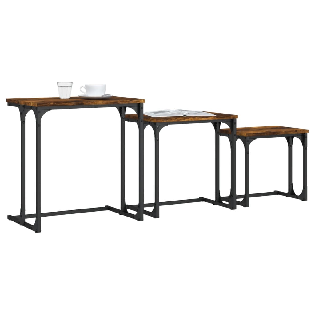 Tables basses gigognes 3 pcs chêne fumé bois d'ingénierie - XIOS