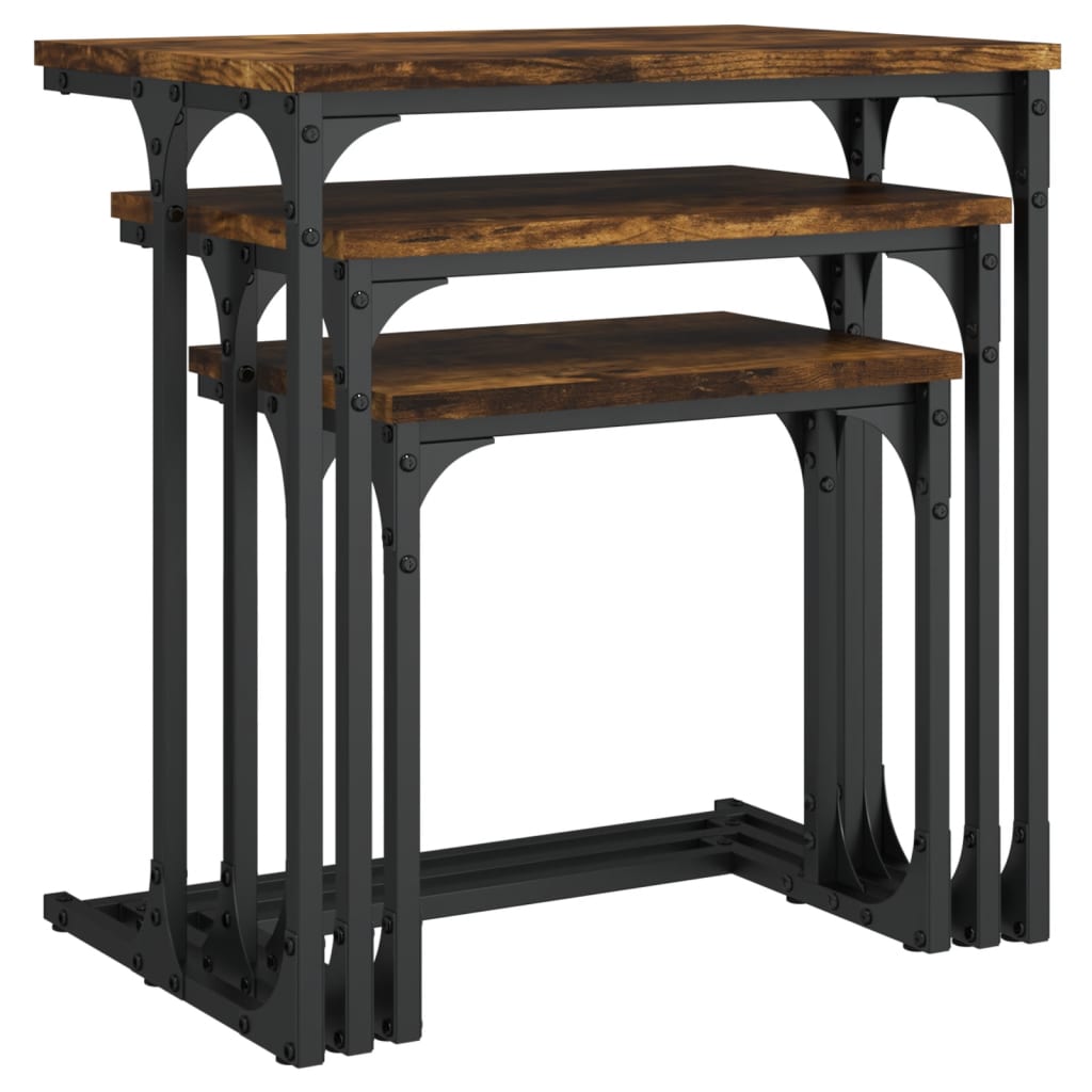 Tables basses gigognes 3 pcs chêne fumé bois d'ingénierie - XIOS