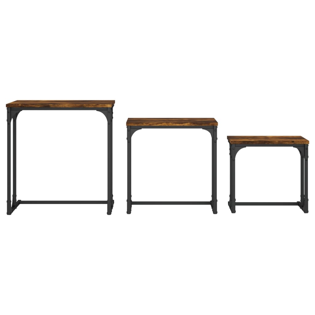 Tables basses gigognes 3 pcs chêne fumé bois d'ingénierie - XIOS