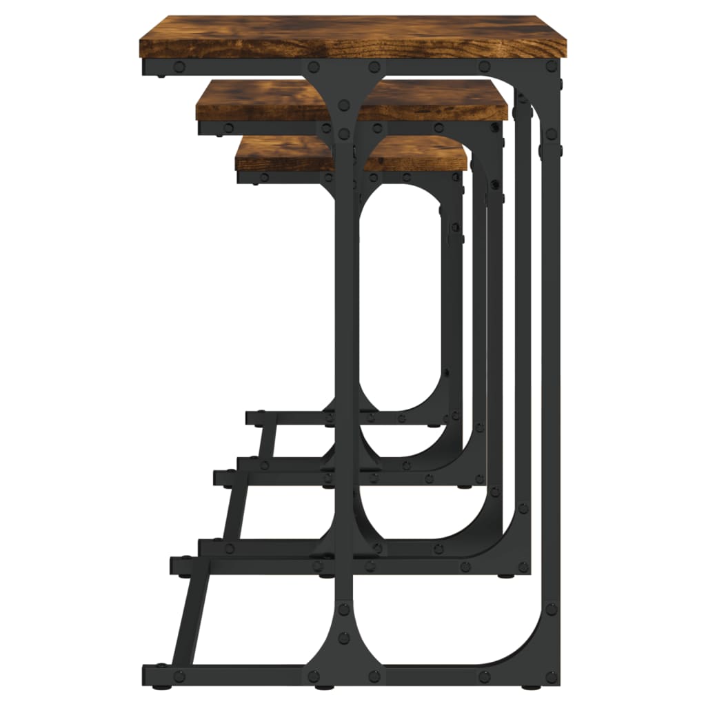 Tables basses gigognes 3 pcs chêne fumé bois d'ingénierie - XIOS