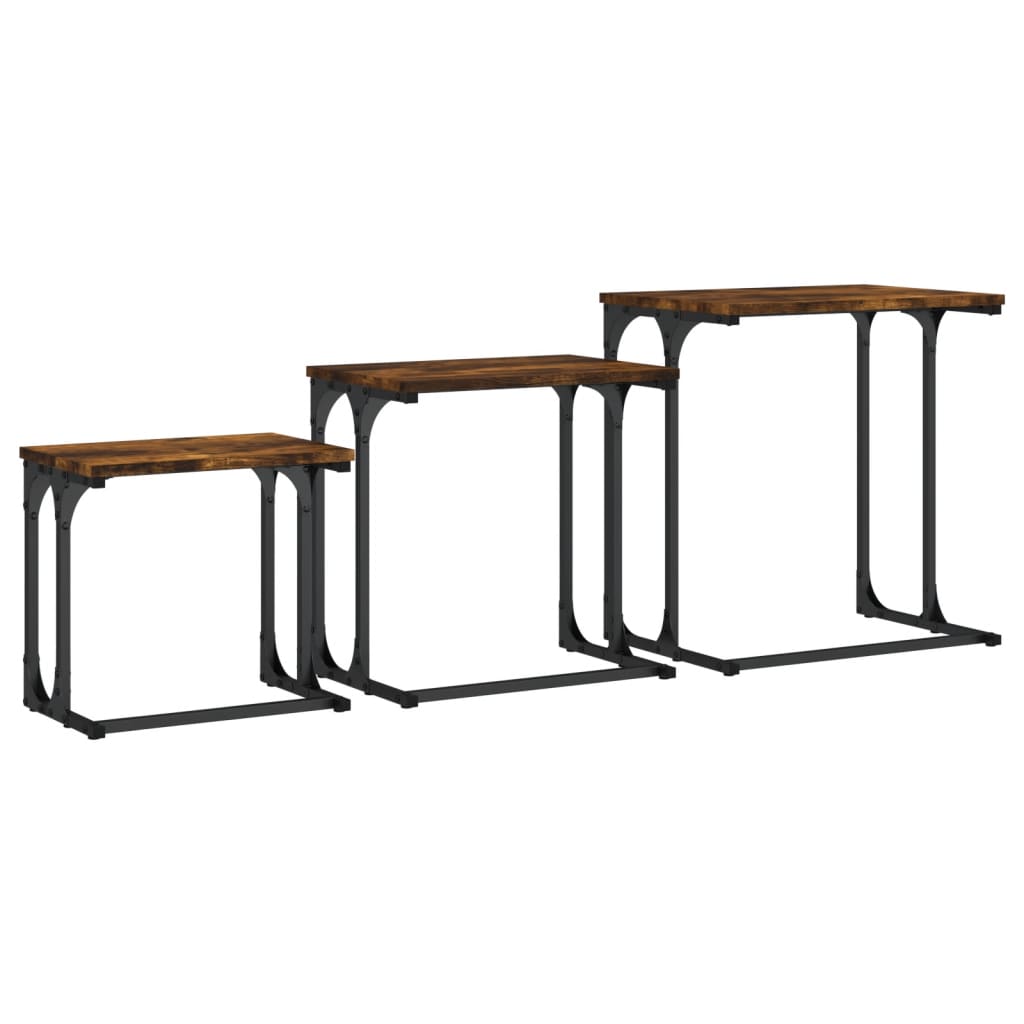 Tables basses gigognes 3 pcs chêne fumé bois d'ingénierie - XIOS