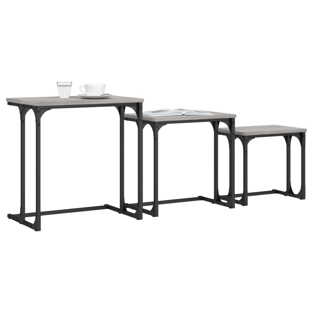 Tables basses gigognes 3 pcs sonoma gris bois d'ingénierie - XIOS