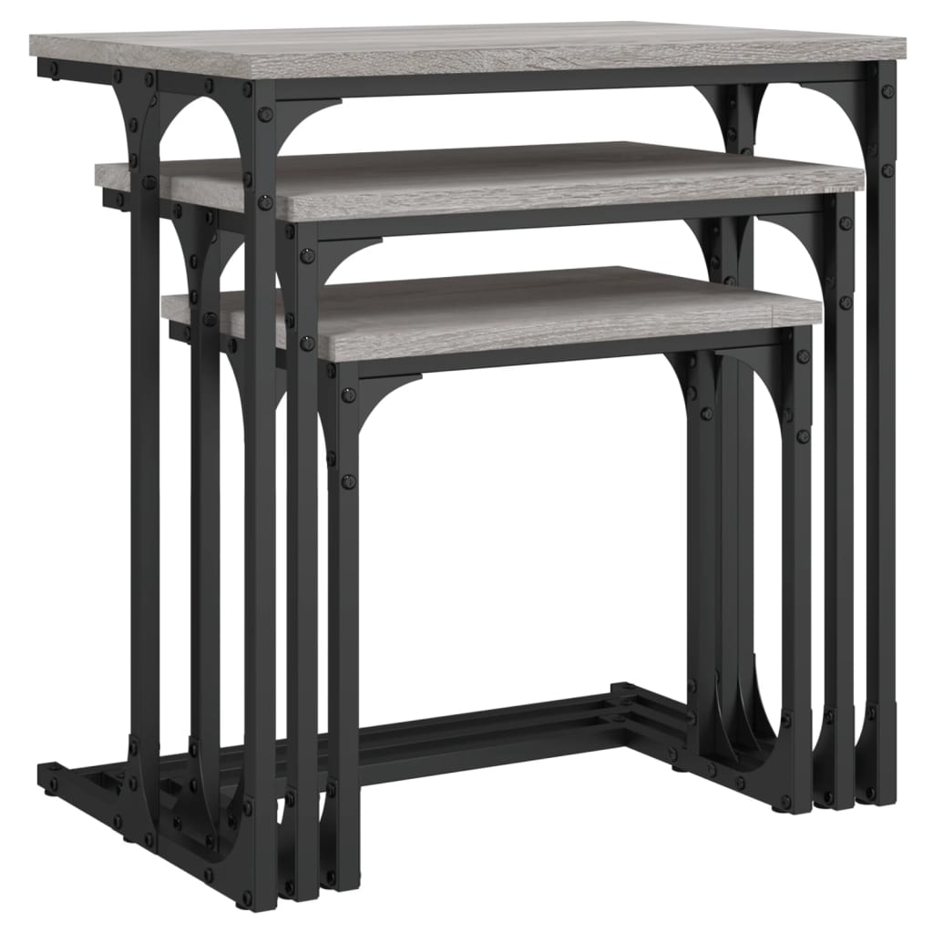 Tables basses gigognes 3 pcs sonoma gris bois d'ingénierie - XIOS