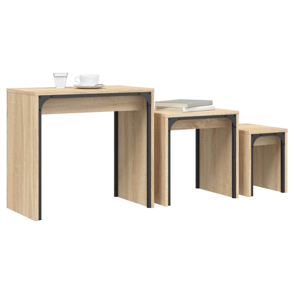 Tables basses gigognes 3 pcs chêne sonoma bois d'ingénierie - XIOS