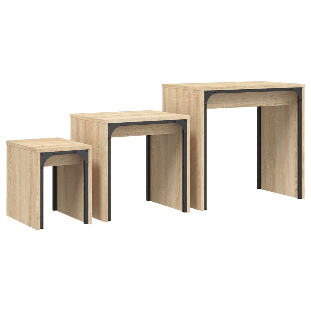 Tables basses gigognes 3 pcs chêne sonoma bois d'ingénierie - XIOS