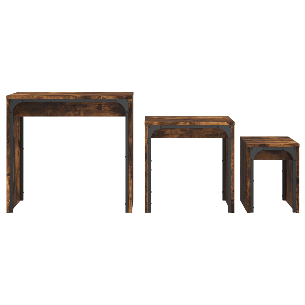 Tables basses gigognes 3 pcs chêne fumé bois d'ingénierie - XIOS