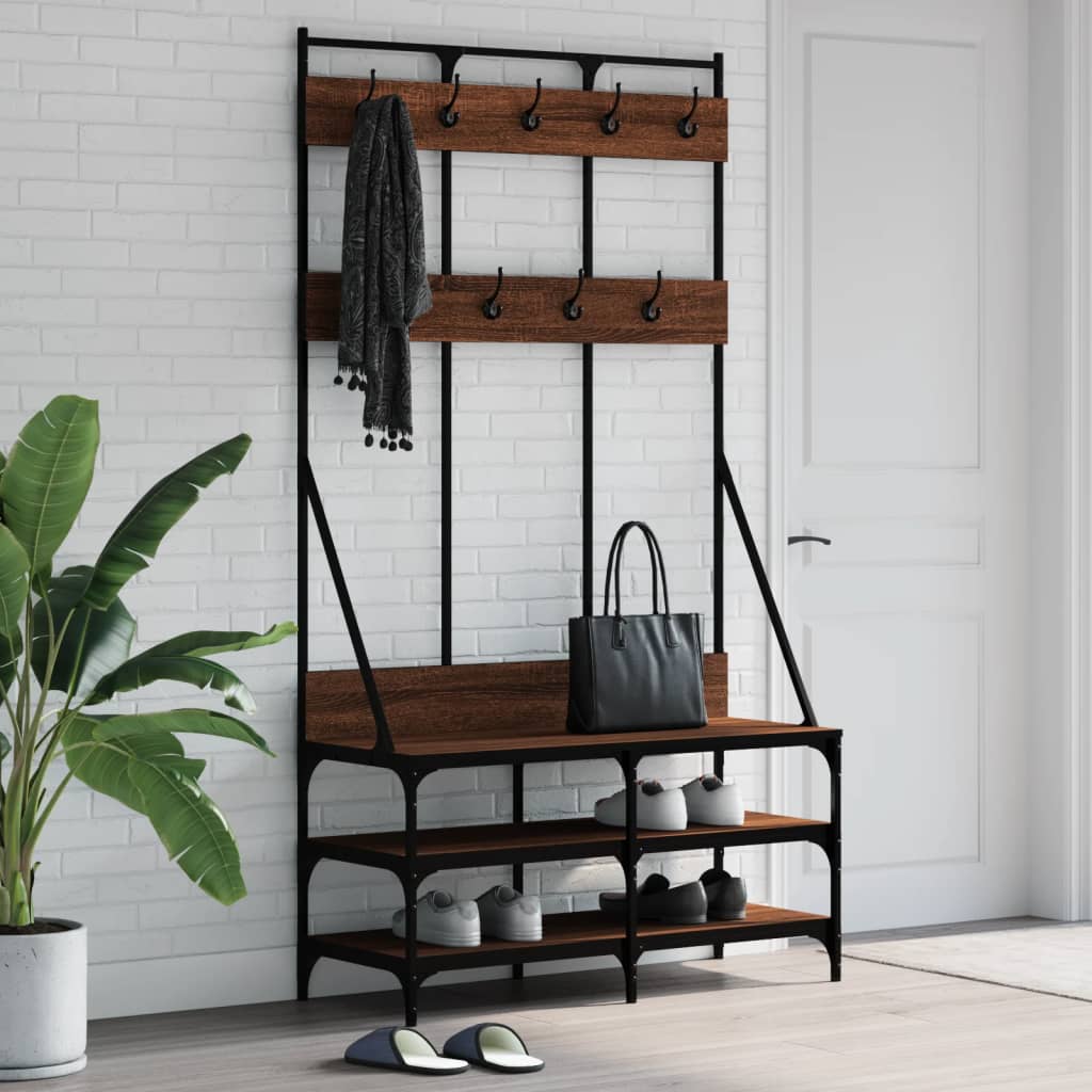 Porte-vêtements et rangement des chaussures chêne marron - XIOS