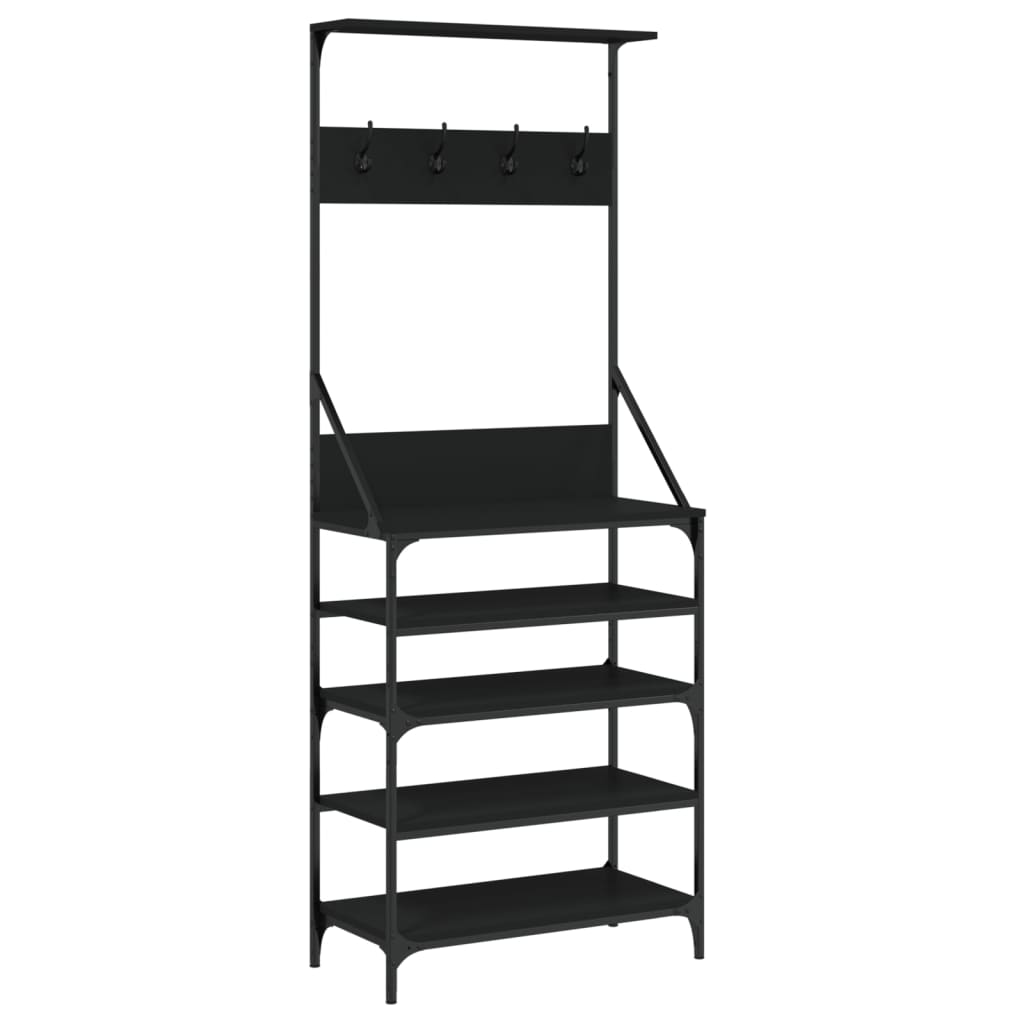 Porte-vêtements et rangement des chaussures noir 70x34x184 cm - XIOS