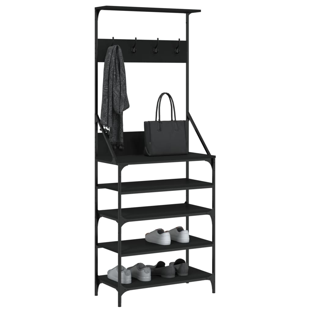 Porte-vêtements et rangement des chaussures noir 70x34x184 cm - XIOS