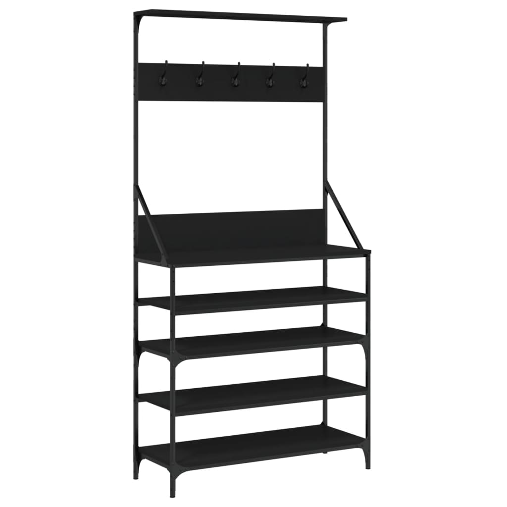 Porte-vêtements et rangement des chaussures noir 90x34x184 cm - XIOS