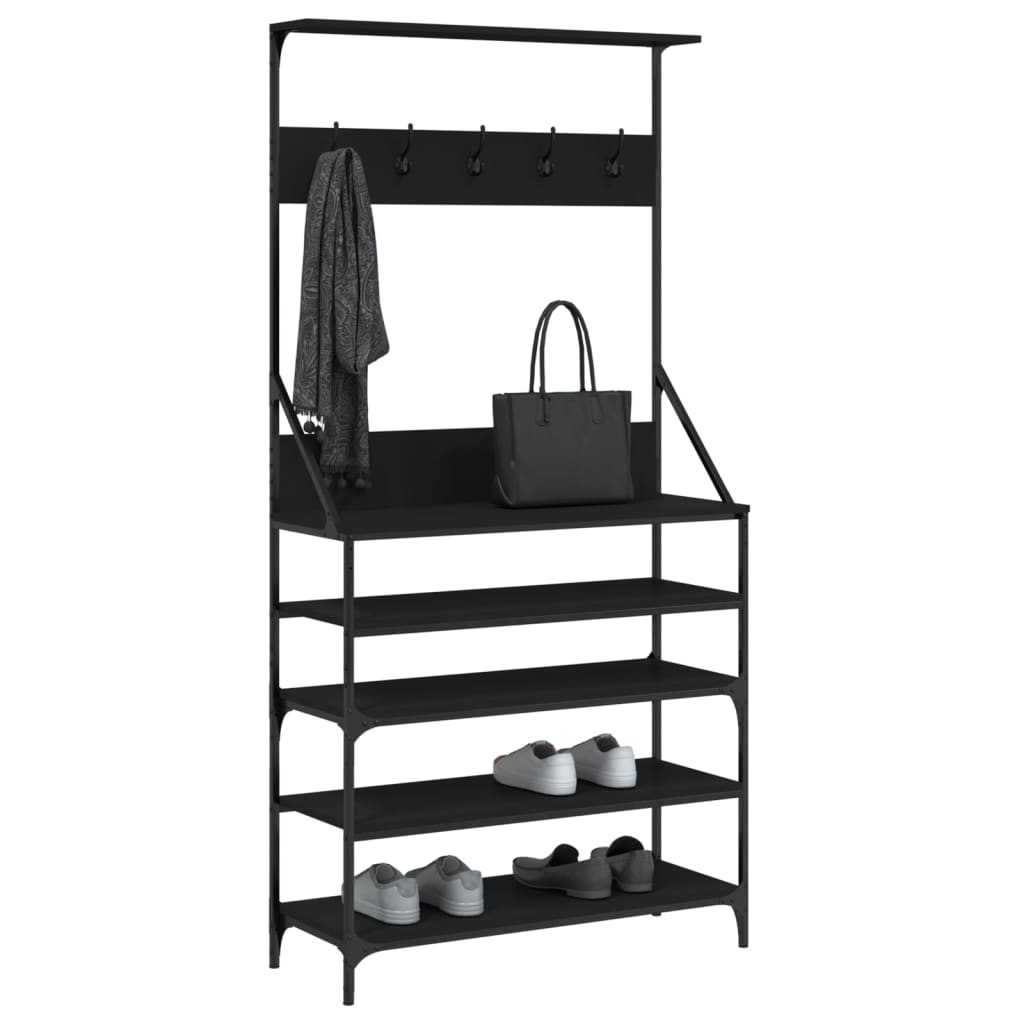 Porte-vêtements et rangement des chaussures noir 90x34x184 cm - XIOS