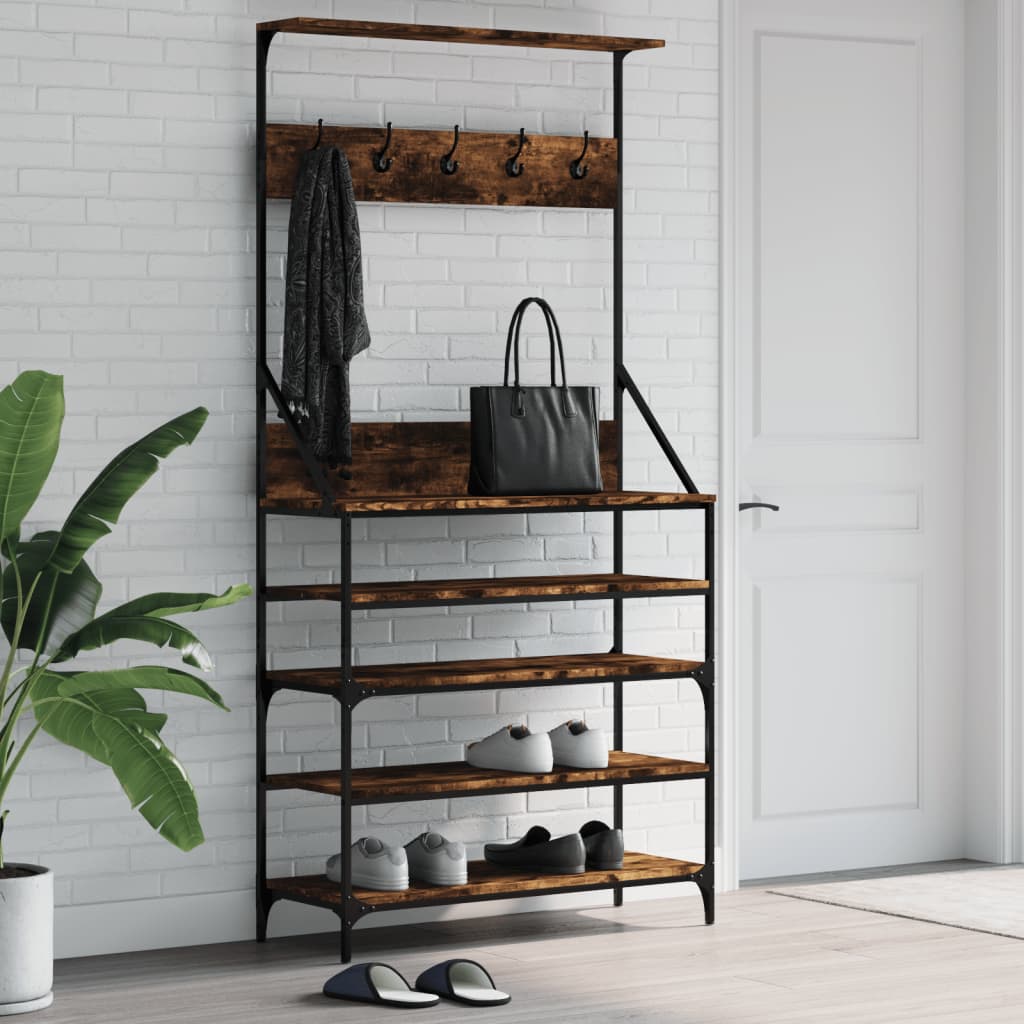 Porte-vêtements et rangement des chaussures chêne fumé - XIOS