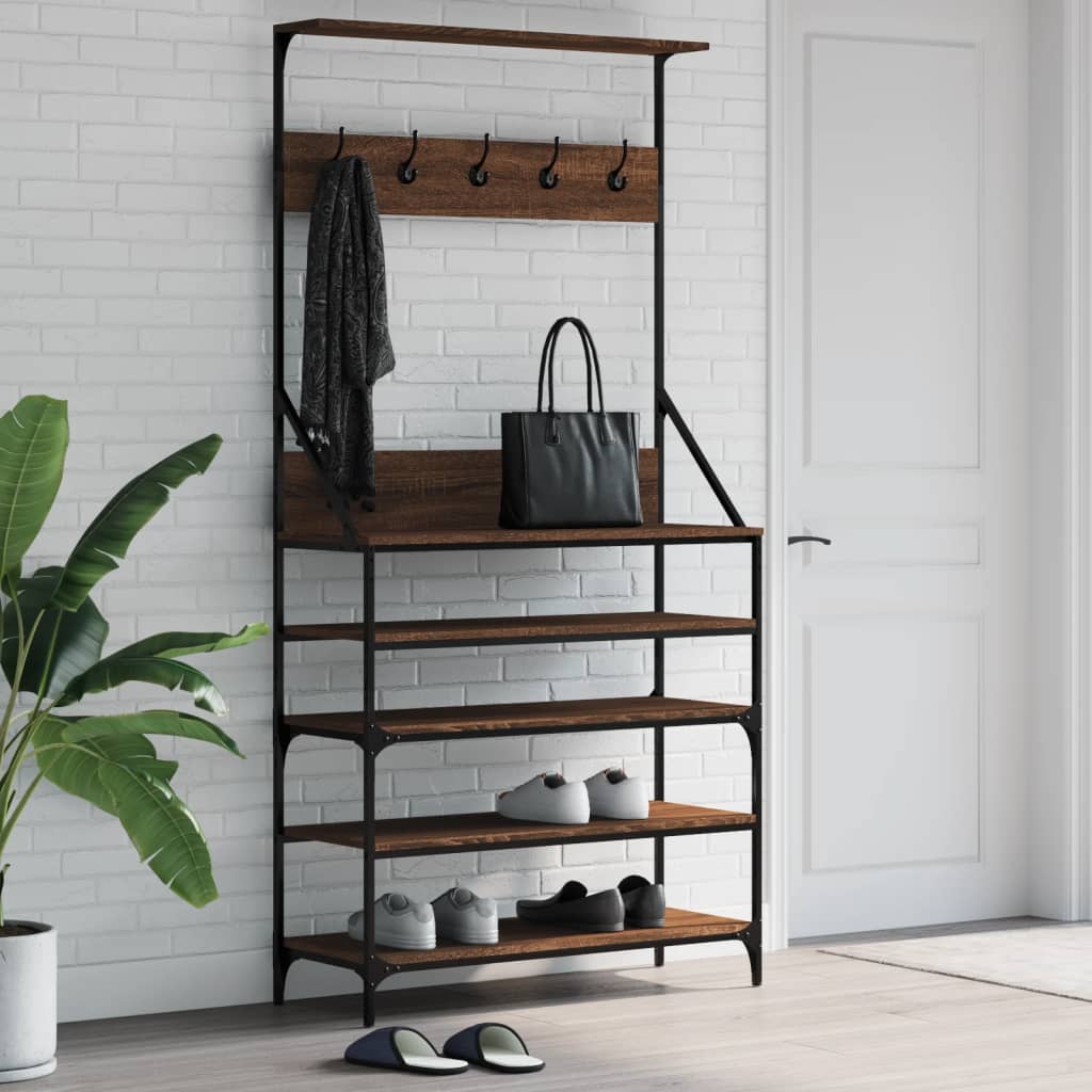 Porte-vêtements et rangement des chaussures chêne marron - XIOS