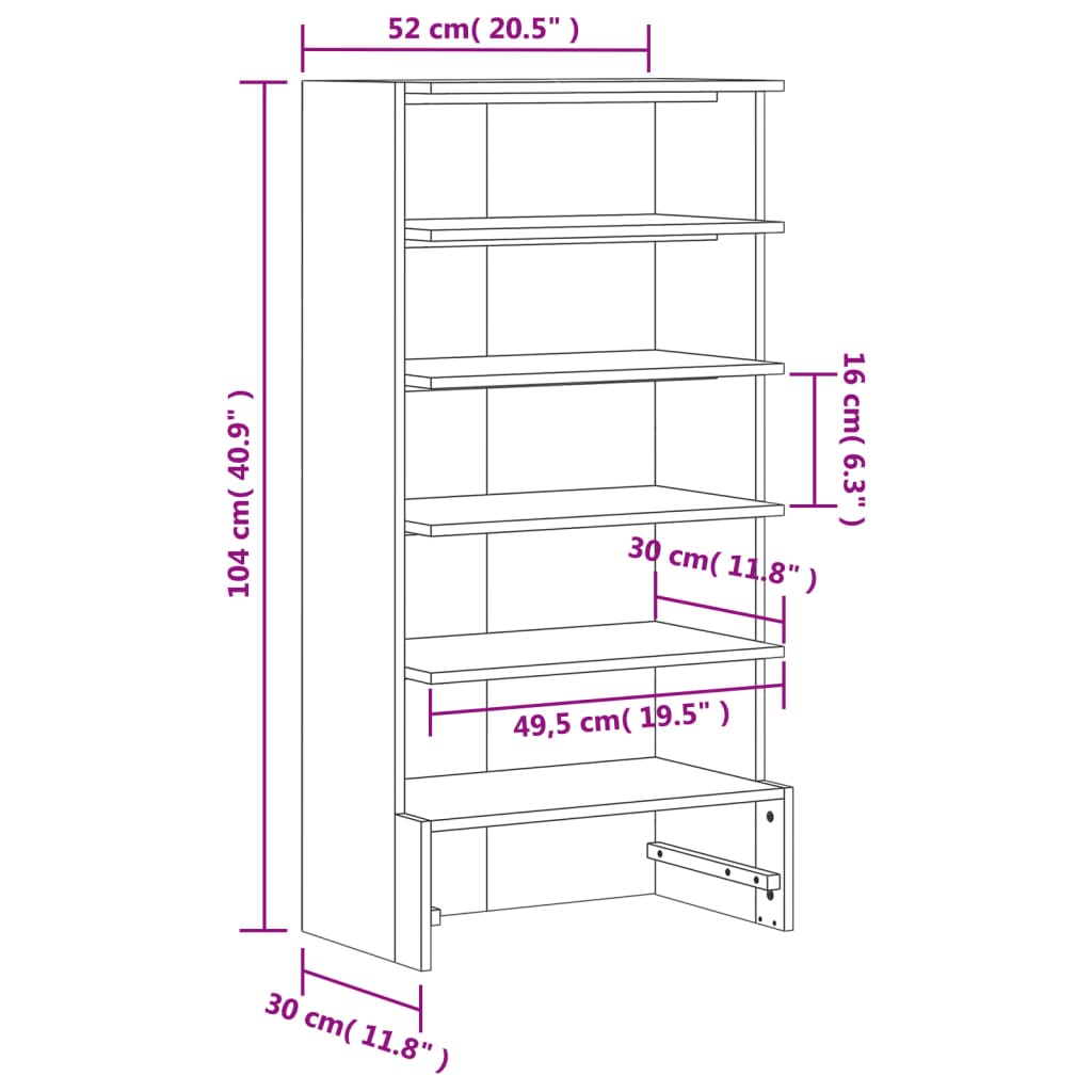Armoire à chaussures cire marron 52x30x104 cm bois pin massif - XIOS