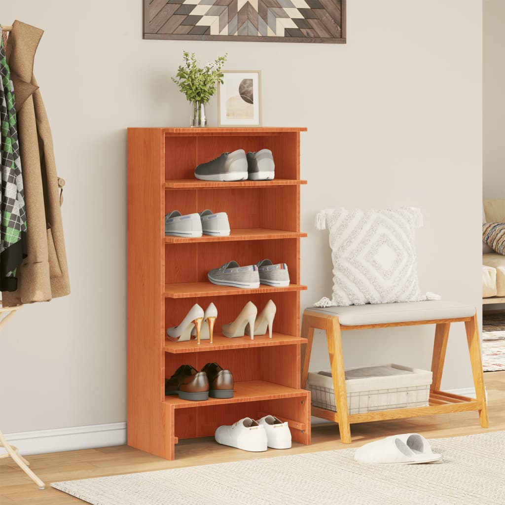 Armoire à chaussures cire marron 52x30x104 cm bois pin massif - XIOS