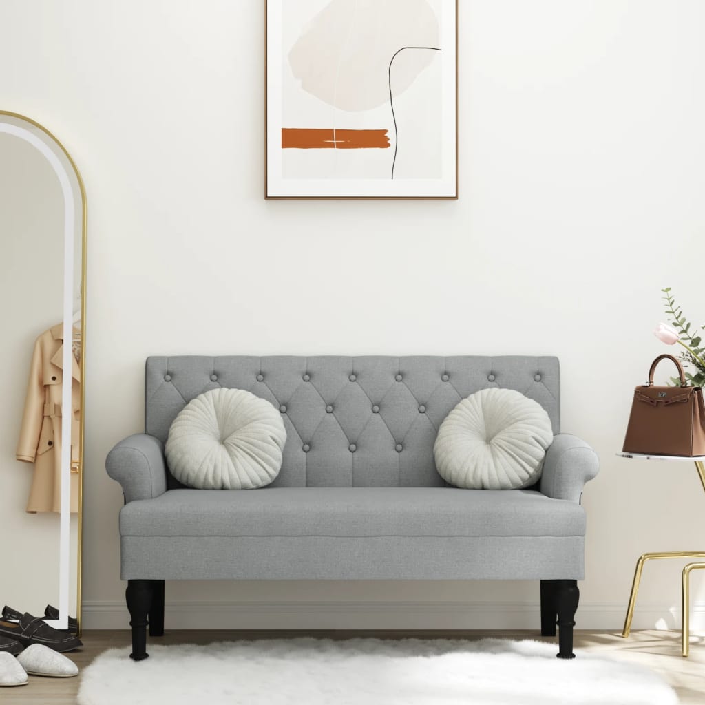 Banc avec dossier gris clair 120x62x75,5 cm tissu - XIOS