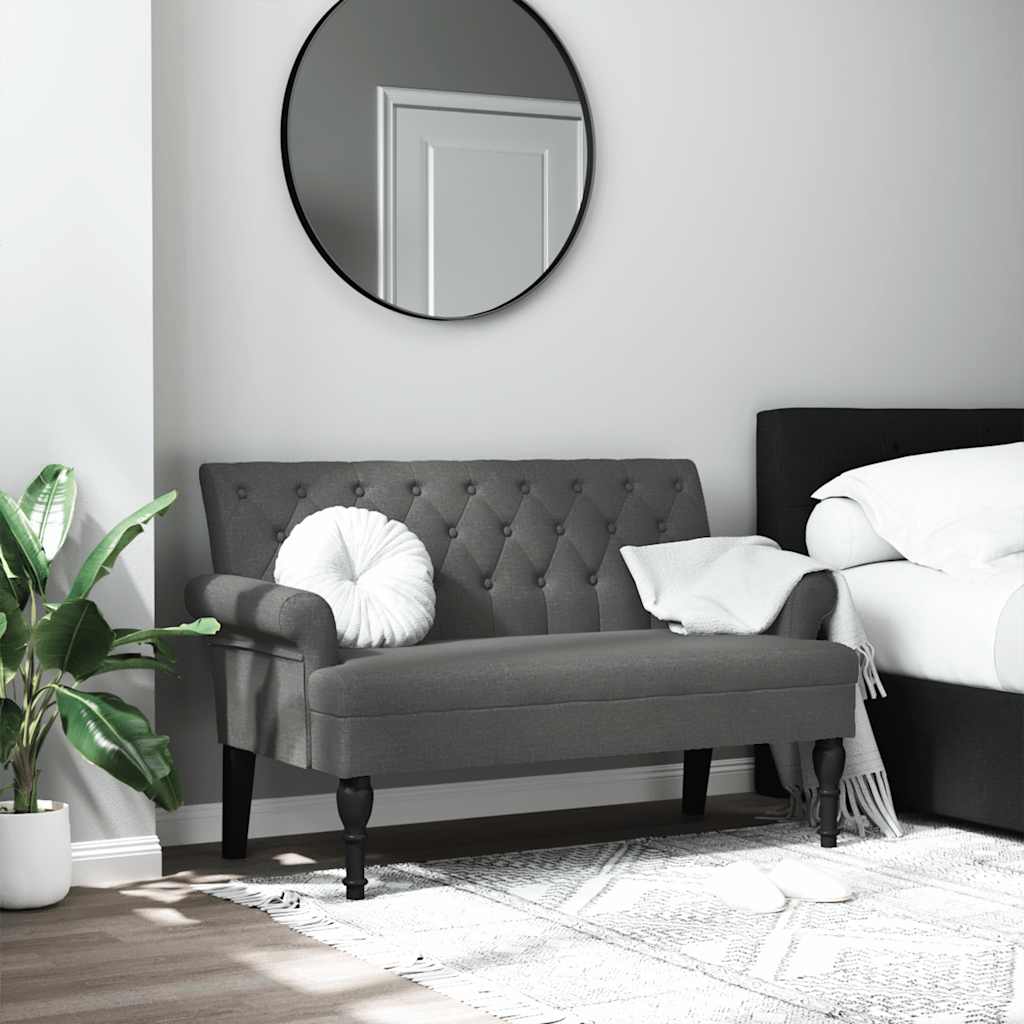 Banc avec dossier gris foncé 120x62x75,5 cm tissu - XIOS