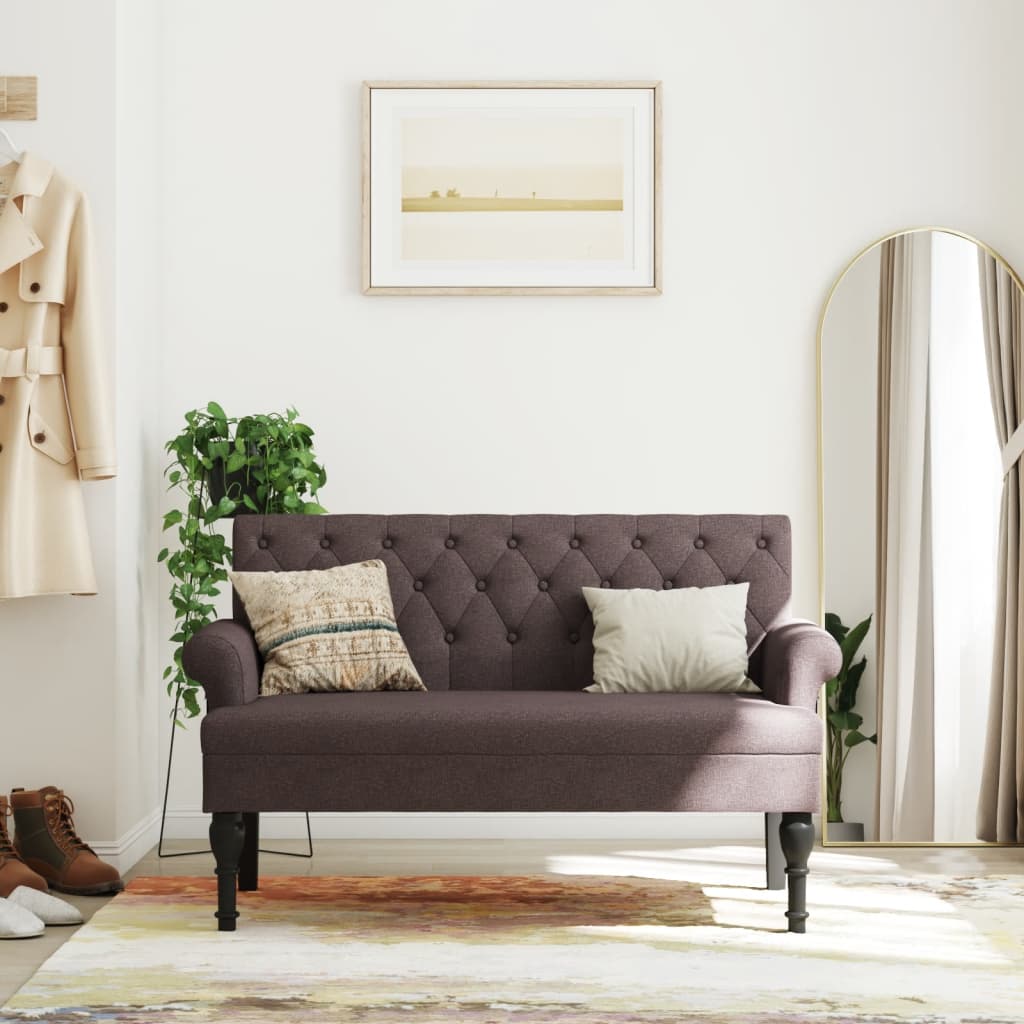 Banc avec dossier marron foncé 120x62x75,5 cm tissu - XIOS