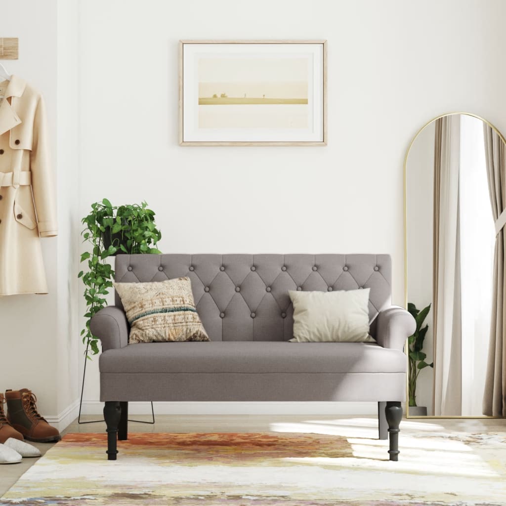 Banc avec dossier taupe 120x62x75,5 cm tissu - XIOS