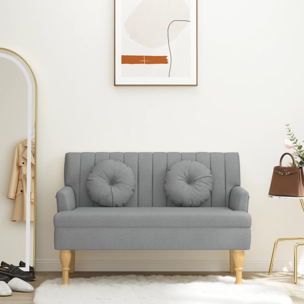 Banc avec coussins gris clair 113x64,5x75,5 cm tissu - XIOS
