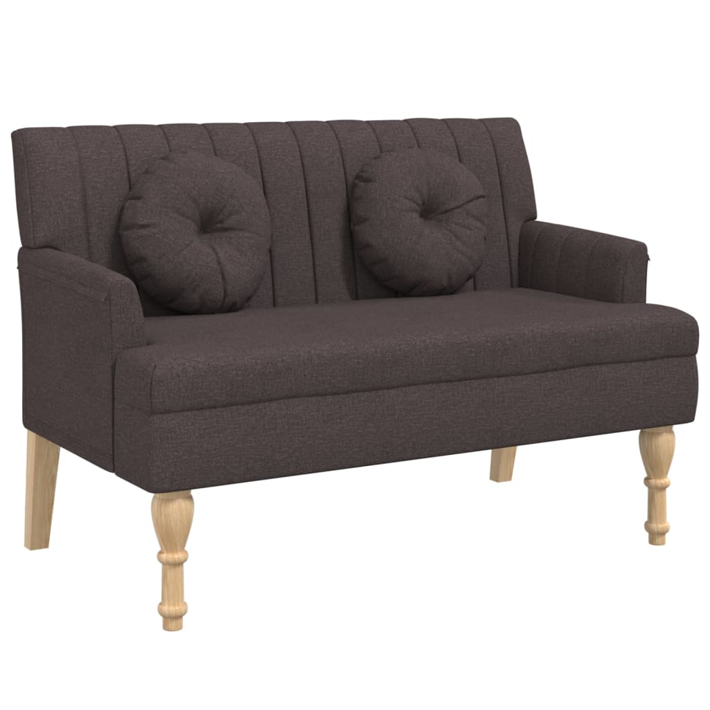 Banc avec coussins marron foncé 113x64,5x75,5 cm tissu - XIOS