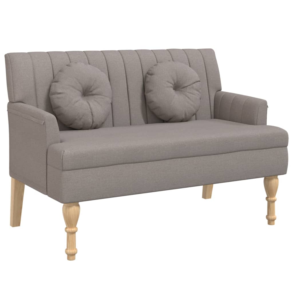 Banc avec coussins taupe 113x64,5x75,5 cm tissu - XIOS
