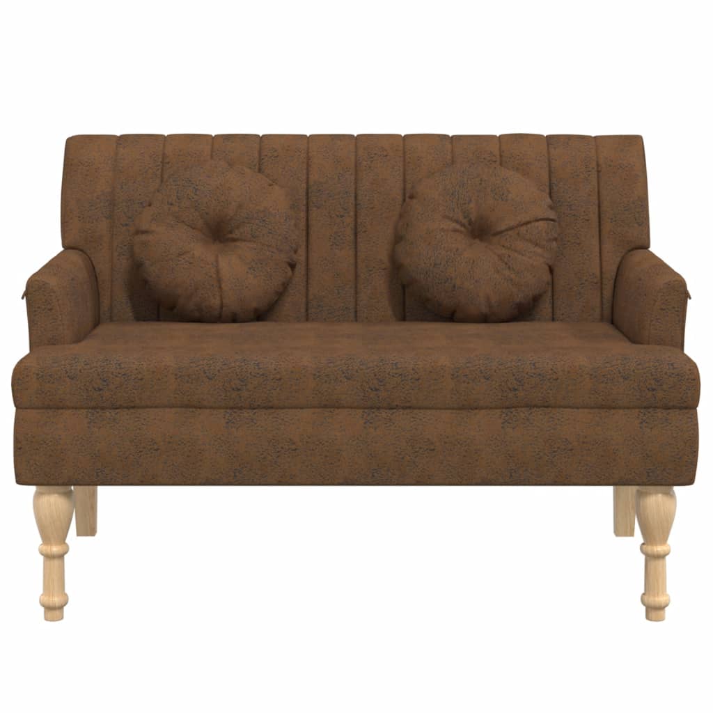 Banc avec coussins marron 113x64,5x75,5 cm similicuir daim - XIOS
